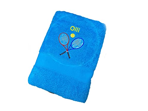 Personalisiertes Tennis-Handtuch mit besticktem Motiv.