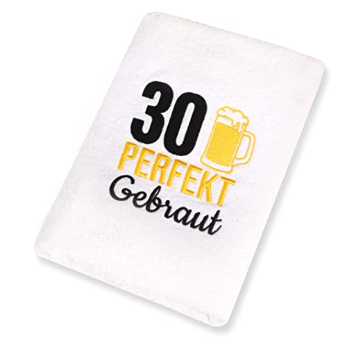 Handtuch mit gesticktem Bierkrug - Perfektes 30. Geburtstagsgeschenk.