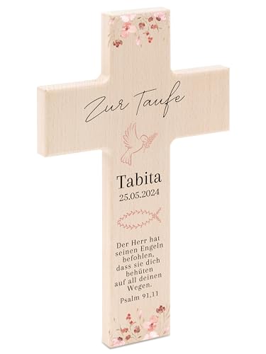 Personalisiertes Taufkreuz aus Buchenholz - Geschenk