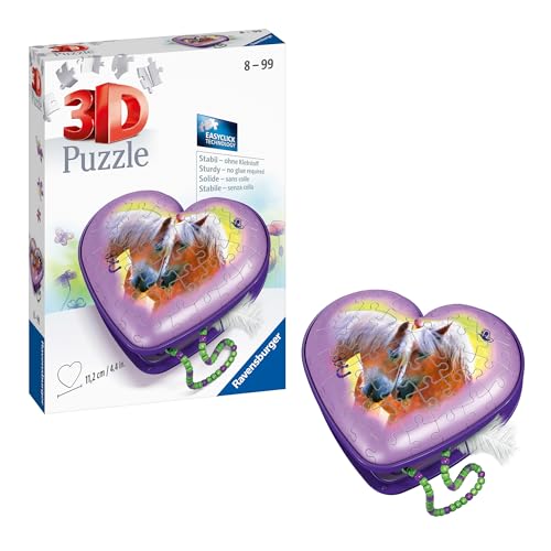 3D Puzzle Herzschatulle Pferde - 54 Teile