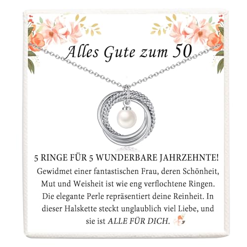 Elegante Perlenhalskette zum 50. Geburtstag