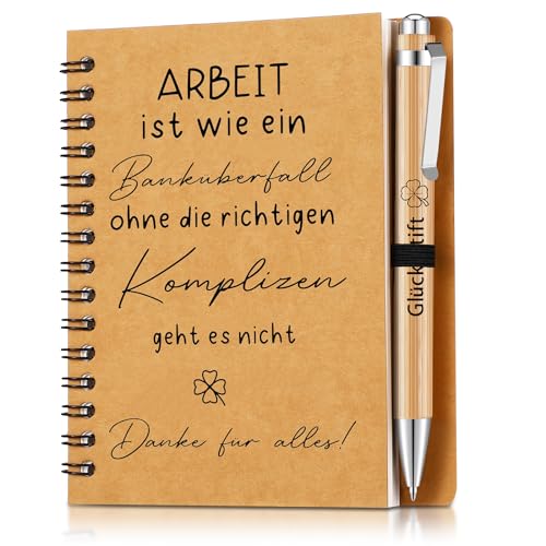 Motivierendes Notizbuch mit Holzkugelschreiber - Arbeit.