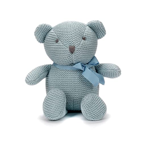 Baby Teddybär aus Bio-Baumwolle, Blau, 16.5cm