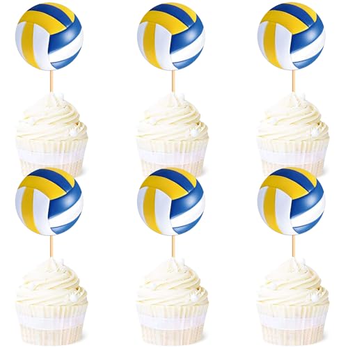 Volleyball Sport Cupcake Topper Set, 24 Stück