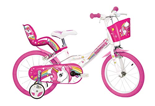 Kinderfahrrad Einhorn 16 Zoll, Weiß/Pink