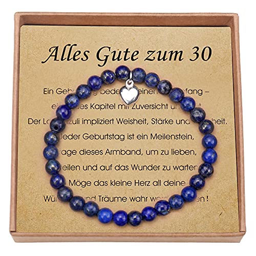 Lapislazuli Armband mit Herzanhänger, Geschenkbox