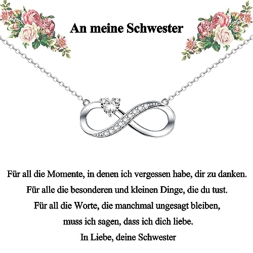 Unendlichkeitszeichen Kette Silber Zirkonia Anhänger Sisters