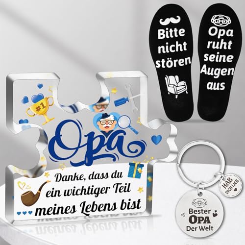 "Opa Geschenkset: Puzzle, Socken, Schlüsselanhänger"