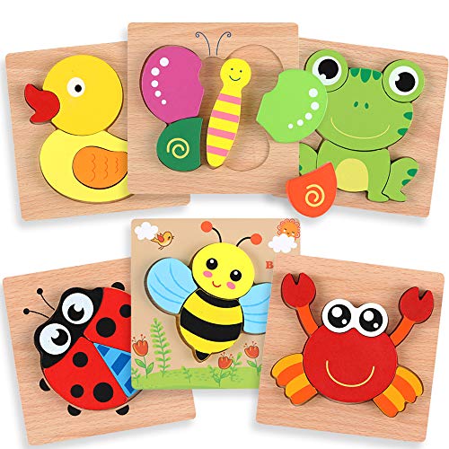 Buntes Tierpuzzle-Set für Kinder, 6-teilig.