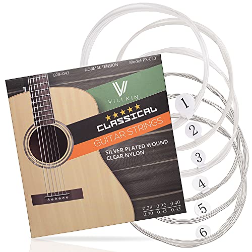 Premium Nylon-Gitarrensaiten von Villkin - 6er Set